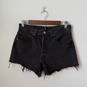 Levi’s 501 Sorts Black Distressed Cut-Off Shorts Size 27 Button Fly